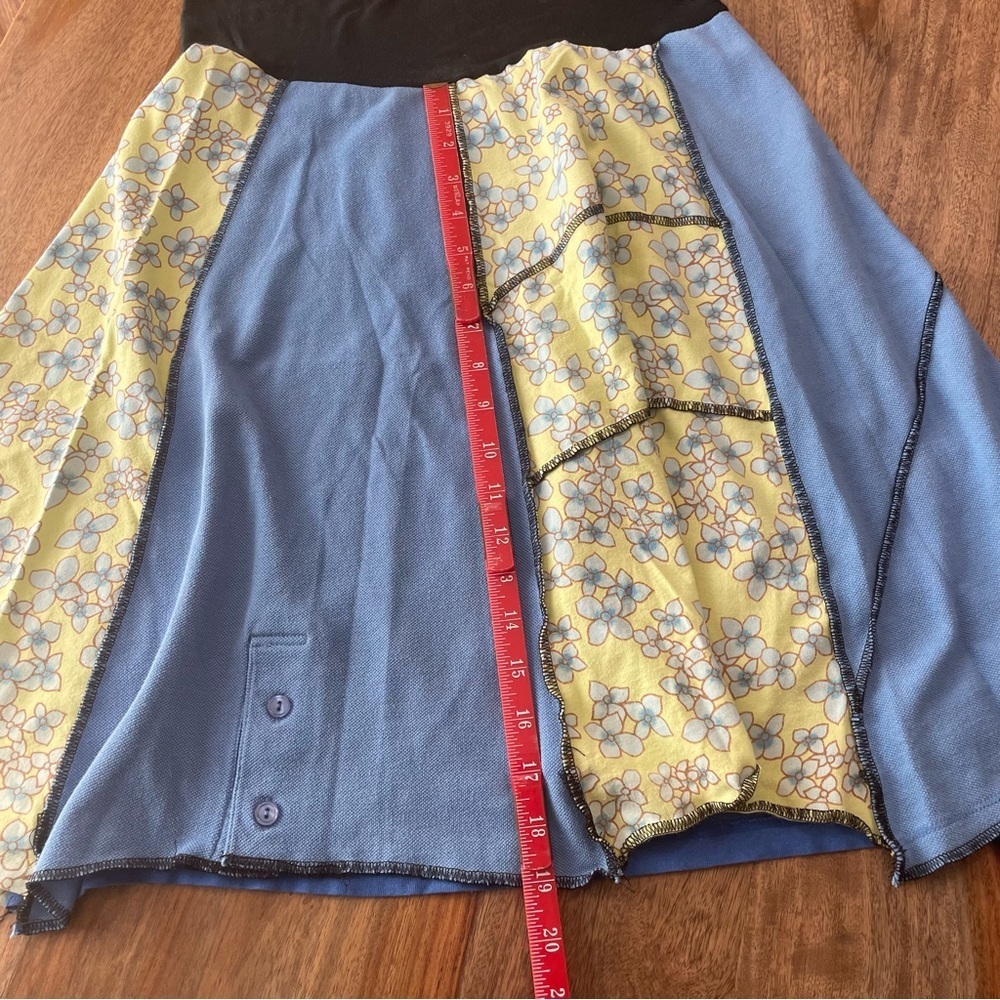 Do-Over Designs Y2K Vintage Blue Yellow Shark‎ Upcycled Tee Circle Skirt sz M - Picture 11 of 12